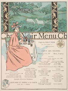 Menu z Chat Noir (barevný lito a pochoir tisk)