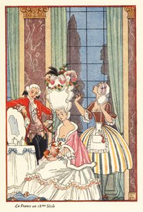 Urozená žena na toaletě ve Francii 18. století. 1928 (tisk) od Georges Barbier