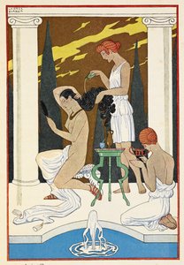 Starověký Řím. Osobnost, která si myje vlasy služebnictvem. od Georges Barbier