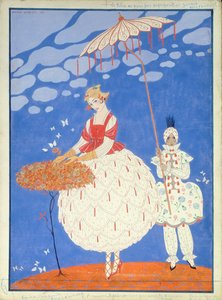 Podzimní růže (pero, inkoust a akvarel na papíře) od Georges Barbier