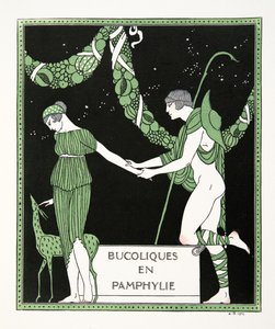 Bucoloques en Pamphylie, ilustrace z Les Chansons de Bilitis, Pierre Louys, hospoda. 1922 (tisk šablony) od Georges Barbier