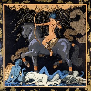 Ten, kdo jede na černém koni, cca 1917-1920 (šablona) od Georges Barbier