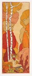 Pastorální píseň, ilustrace z Les Chansons de Bilitis, Pierre Louys, hospoda. 1922 (tisk šablony) od Georges Barbier