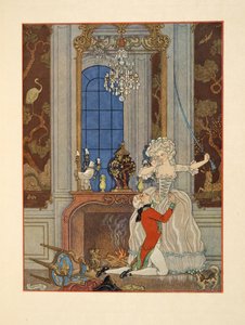 Danceny vyjadřující svou lásku Cecile, Ilustrace z hospody 