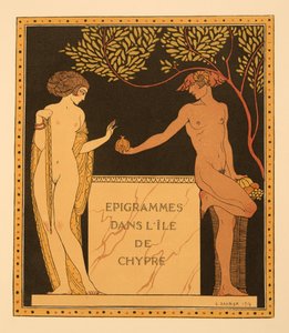 Epigramy na ostrově Kypr, ilustrace z Les Chansons de Bilitis, Pierre Louys, hospoda. 1922 (tisk šablony) od Georges Barbier
