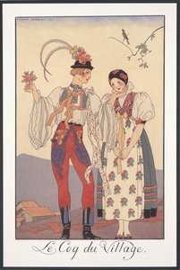 Falbalas a Fanfreluches, Almanach na rok 1922, Le coq du village, George Barbier, tisk od Georges Barbier