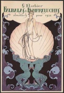 Falbalas et Fanfreluches, Almanach na rok 1924, přední obálka, George Barbier, tisk od Georges Barbier