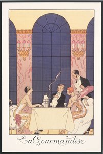 Falbalas and Fanfreluches, Almanach na rok 1925: "La Gourmandise", od George Barbiera, tisk od Georges Barbier