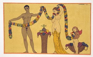Ilustrace z Les Chansons de Bilitis, Pierre Louys, hospoda. 1922 (tisk šablony) od Georges Barbier