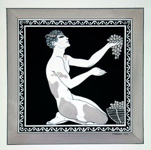 Odpoledne fauna z cyklu „Návrhy tanců Václava Nižinského“ (1889-1950). Georges Barbier (1882-1932), šablonový tisk od Georges Barbier