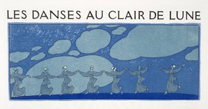 Měsíční tance, ilustrace z Les Chansons de Bilitis, Pierre Louys, hospoda. 1922 (tisk šablony) od Georges Barbier