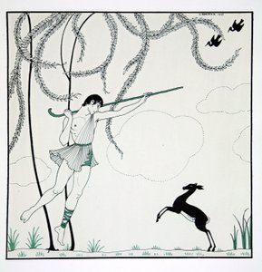 Narcisse, ze série „Návrhy tanců Václava Nižinského“ (1889-1950). Georges Barbier (1882-1932), tisk Pochoir od Georges Barbier