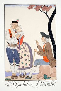 Otcovské požehnání z „Falbalas et Fanfreluches, Almanach současných, minulých a budoucích režimů“ od Georges Barbier