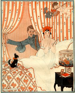 Neplánovaný návrat… Nebo budík – ilustrace z la Vie Parisienne od Georges Barbier