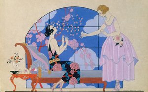 Dvě dámy v salonu od Georges Barbier