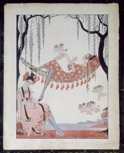 O čem mladé ženy sní? 1918 (pero, inkoust a akvarel na papíře) od Georges Barbier