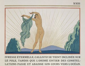 Woman Dancing, ilustrace z „Les Mythes“ od Paula Valeryho (1871-1945) vydaná v roce 1923 (pochoir print) od Georges Barbier