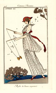 Žena v šatech z potištěného plátna hraje diabolo od Georges Barbier