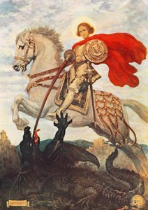 Svatý Jiří a drak (barevná litografie) od Georges Bertin Scott