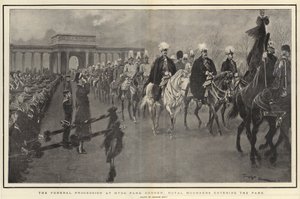 Smuteční průvod v Hyde Park Corner, Royal Mourners vstupující do parku od Georges Bertin Scott