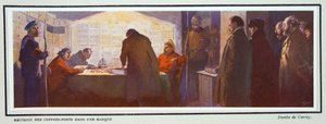 Uvnitř bankovního trezoru během revoluce, z knihy Histoire des Soviets, pub. 1922 (barevná litografie) od Georges Carrey