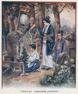 "Haka-Ba", japonský hřbitov (barva litho) od Georges Ferdinand (after) Bigot