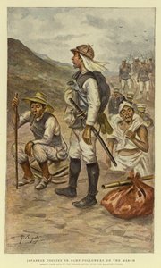 Japonští coolies nebo táboroví následovníci na pochodu od Georges Ferdinand Bigot