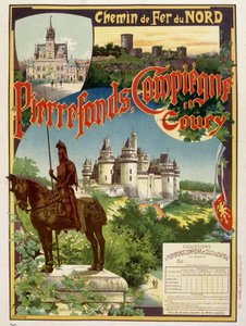 Pierrefonds, Compiègne a Coury - Reklamní plakát společnosti Railways du Nord, G. Fraipont