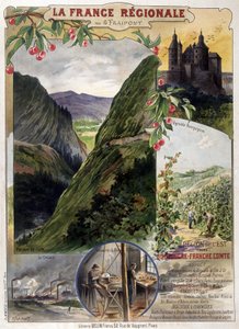 Plakát „“ La France régionale“ od G. Fraiponta: Burgundsko a Franche-Comté, deb. 20. století