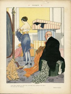 Ilustrace Georgese Leonneca (1881-1940) v Le Lire, 06/07/12 - Logika - Móda, Klobouk, Vnitřní architektura, Život bohatých - Ženy od Georges Leonnec