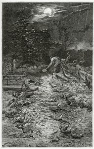 Hřbitov Montmartre - ilustrace z Napoléon le Petit, 19. století (č. rytina) od Georges Marie Rochegrosse