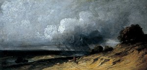 Bouře nad Montmartrem, cca 1763 - 1843 (olej na papíře) od Georges Michel