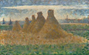 Stohy sena, asi 1882 (olej na dřevě) od Georges Pierre Seurat
