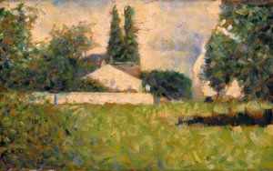 Dům mezi stromy / Maison dans les Arbres, kolem roku 1883 (olej na panelu) od Georges Pierre Seurat