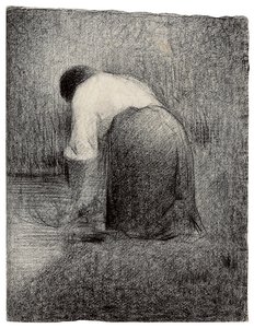 Klečící žena; Femme agenouillee, kolem roku 1881 od Georges Pierre Seurat