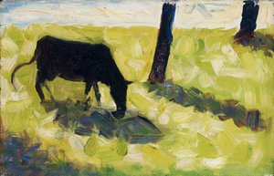 Černá kráva na louce od Georges Seurat