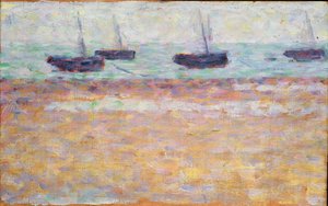 Harbour of Grandcamp (čtyři lodě) od Georges Seurat