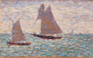 Dvě plachetnice v Grandcamp od Georges Seurat