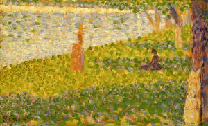 Ženy na břehu řeky, studium pro La Grande Jatte, kolem 1885-86 od Georges Seurat
