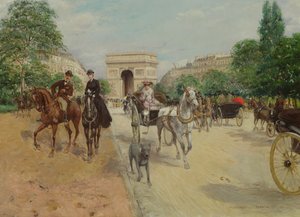 Jezdci a kočáry na Avenue du Bois, 1910