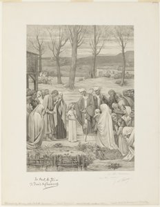Pastýřský život svaté Geneviève (prostřední panel) od Georges William Thornley