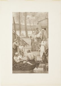 Pastýřský život svaté Geneviève (levý panel) od Georges William Thornley
