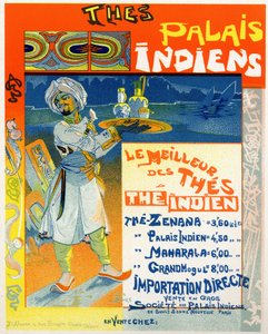 Reprodukce reklamního plakátu „Čaj z indických paláců“ pro čajový obchod v Paříži, Francie, kolem roku 1890 (barevné lito) od Georges de Feure