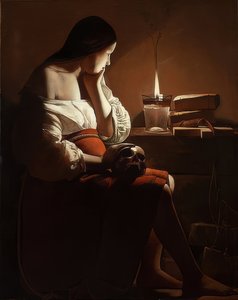Marie Magdalena se šustícím plamenem. Kolem 1638-40