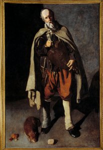 Starý pes. Obraz od Jiřího z věže (1593-1652) od Georges de La Tour