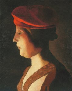 Hlava ženy; fragment (olej na plátně) od Georges de La Tour