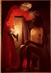 Job zuří o svou ženu. Obraz od Georgese De La Tour (1593-1652)