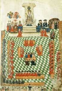 Král Jindřich VIII. při zahájení zasedání anglického parlamentu v Bridewellském paláci, 1523 (21114470070)