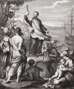 Kázání svatého Františka Xaverského. (tisk) od Gerard (after) Edelinck