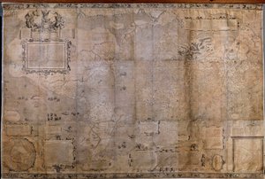 Zeměpisná mapa světa. Mapa holandské školy z projekce Gerarda Mercatora (1512-1594) od Gerard (after) Mercator